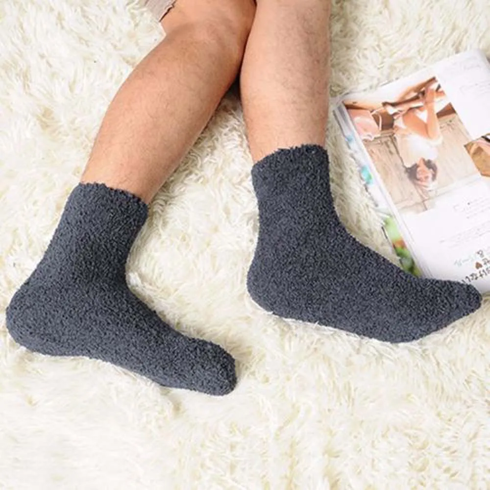 Calcetines cómodos de Cachemira para hombre y mujer, medias mullidas de Color sólido, cálidas, para dormir en la cama y el hogar, 1 par