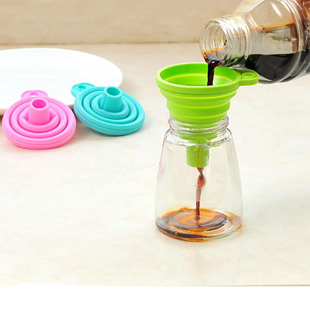 Silicone Collapsible Funnel, Extendable Long Neck Oil Dispenser, Thickened Small Liquid Funnel for Kitchen Oil Bottle