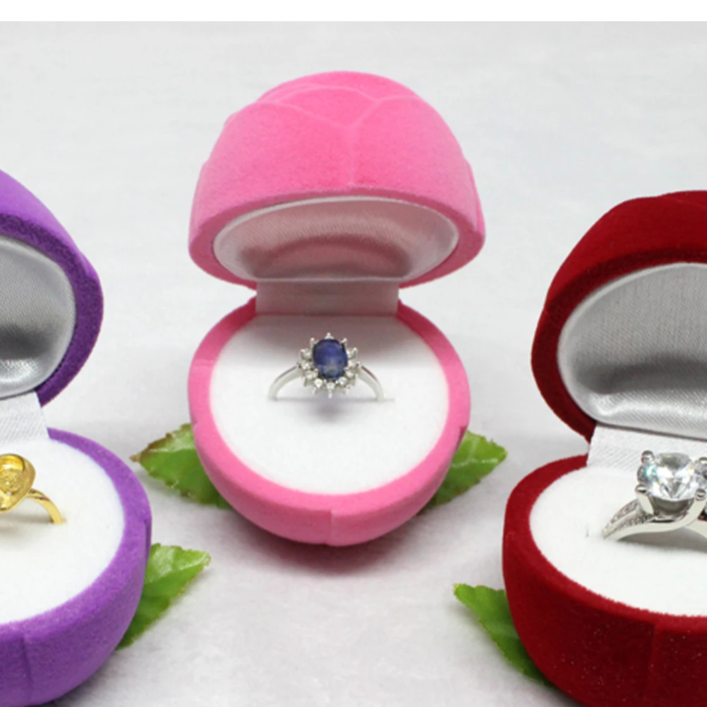 

Rose Jewelry Box Pink Small Ring Earrings Organizer Storage Case Travel Portable Gift For Women Girls Wedding Birthday Present