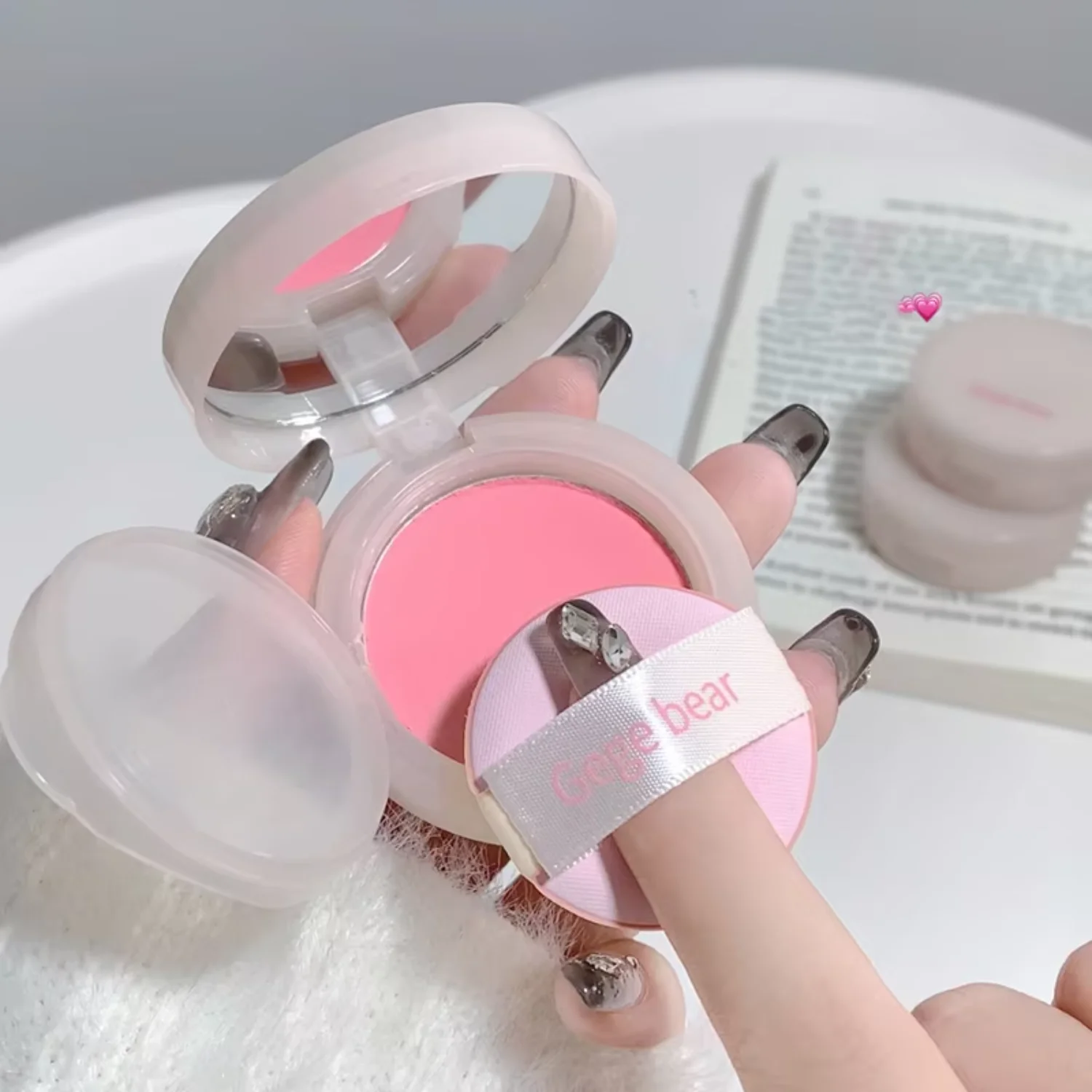 Sweet Cute Cushion Peach Blush, Mash potato strawberry milk blush, Mat-Lightning Shading Rubber,