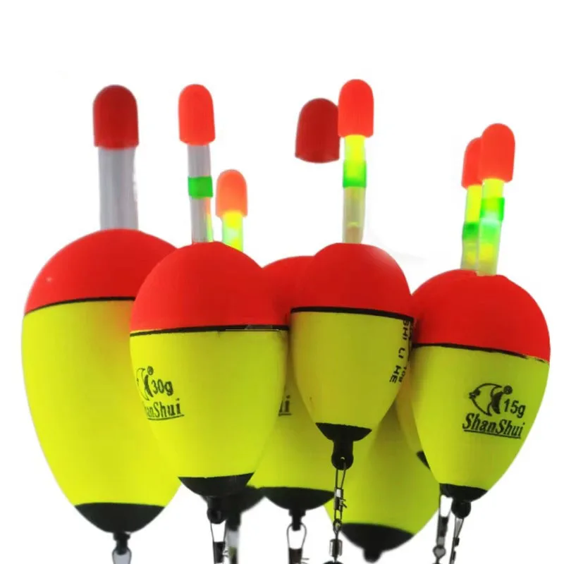 3/6/9pcs 10/20/30/40/50g EVA Luminous Fishing Night Float Light Stick Foam Plastic Bobber Sea Rock Fishing Striking Floats