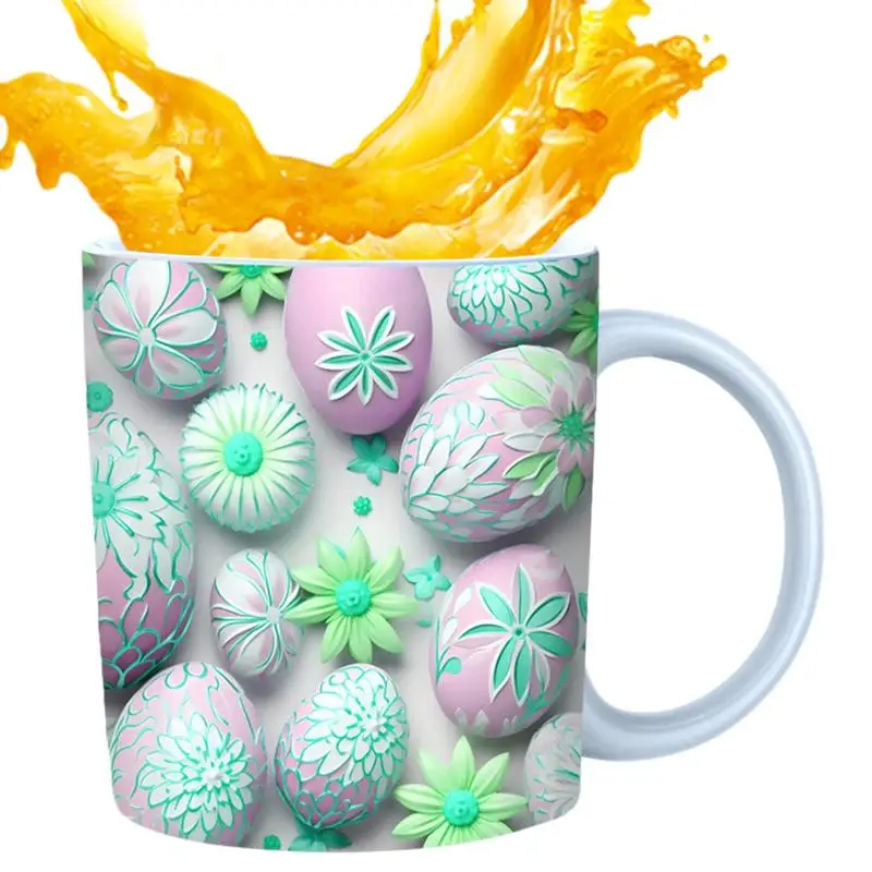 350ml Easter Ceramic cup cute mug Easter egg coffee mug colorful egg printed creative cup funny coffee cups milk tee cola Cups