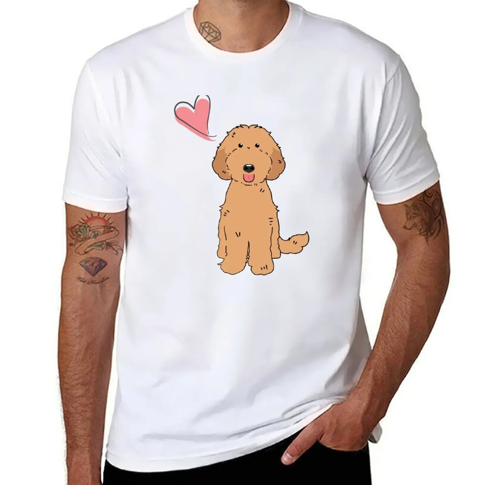 

LOVE Red Labradoodle Dog - Green T-Shirt t shirt man cotton black cotton t-shirt plain for man package