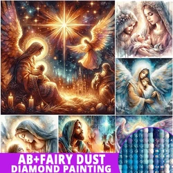 Fairy Dust AB Jesus And The Virgin Diamond Painting Full Drill Cross Sttich Embroidery Kit Religion Mosaic 5D Rhinestone Picture