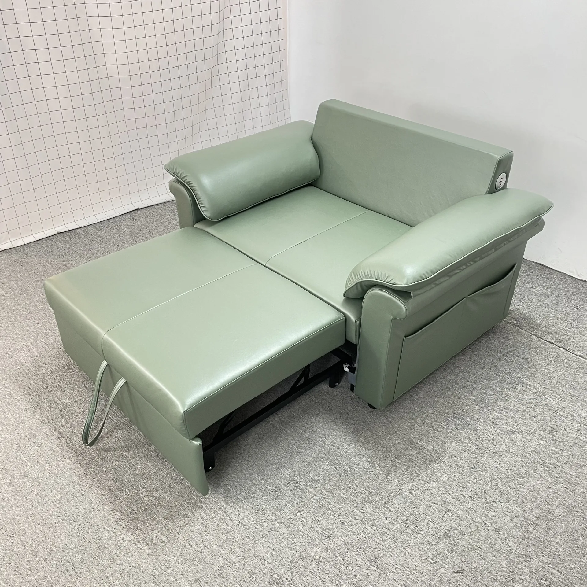 CX straight row microfiber leather dual-purpose sofa bed apartment living room small apartment multi-function