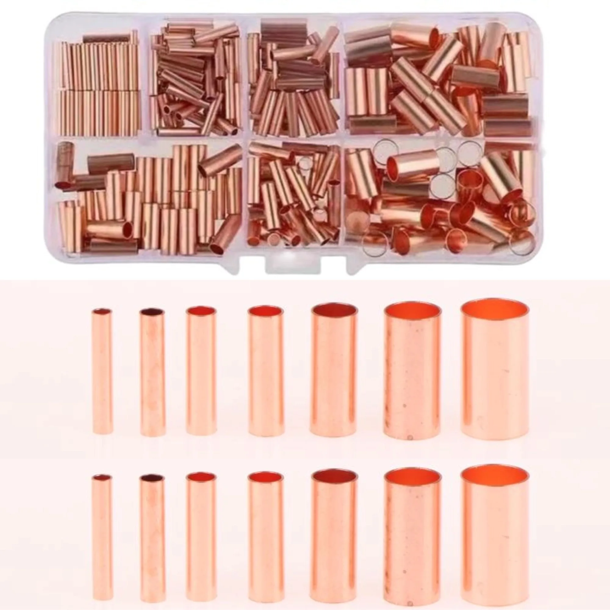 125/250/414/578Pcs Copper Non Insulated Electrical Butt Terminal Assortment Kit With Box Wire Ferrules Set Wiring Range 1-16mm ²
