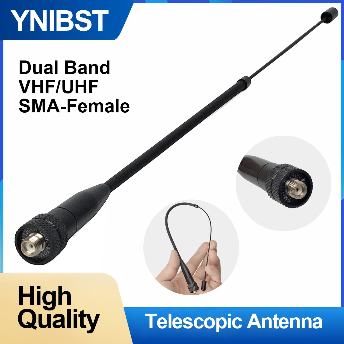 Dual Band VHF/UHF 144/430MHz Telescopic Portable Walkie Talkie Antenna SMA-Female for Baofeng UV-5R BF888s Handheld 2-Way Radios
