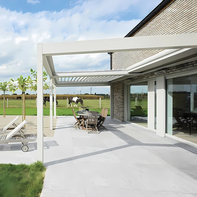 Retractable Aluminum Wood Frame Pergola Gazebo for Garden Balcony Bar Louver Arch Profile Awnings pergola
