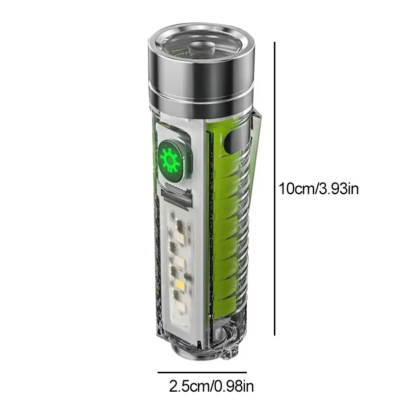 USB C torcia a LED ricaricabile LED MINI portachiavi con magnete posteriore luce Uv torcia portatile multifunzione luci da campeggio