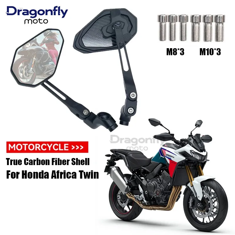 

Зеркала заднего вида из настоящего углеродного волокна для Honda Africa Twin 1100 CRF1100L, зеркало с бликами на руле, аксессуары для мотоциклов 2022 2023