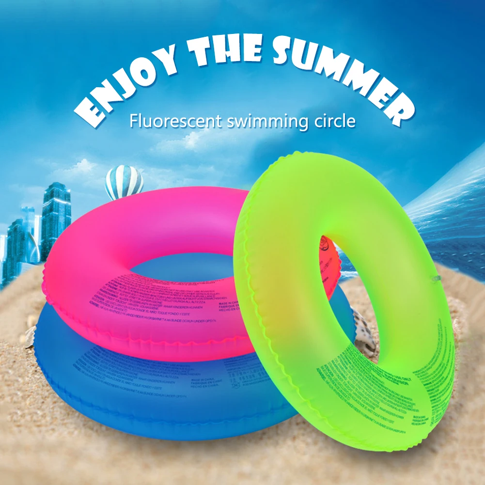 60/80 Mode Summer Inflatable Floating Row Inflatable Swim Ring Tube for Kid Adult Fluorescent Life Ring Pool Float Random Color