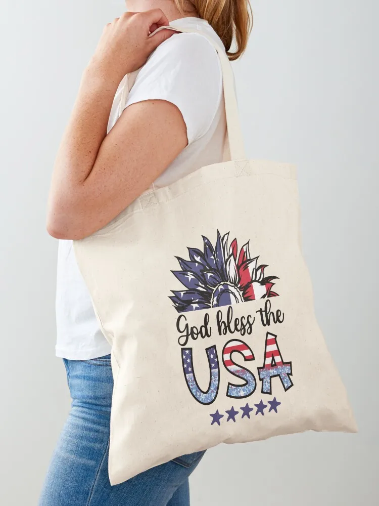 

God Bless The USA Fourth Of July Matching Family Tee Tote Bag cloth bag woman personalized tote Gift bags women bag