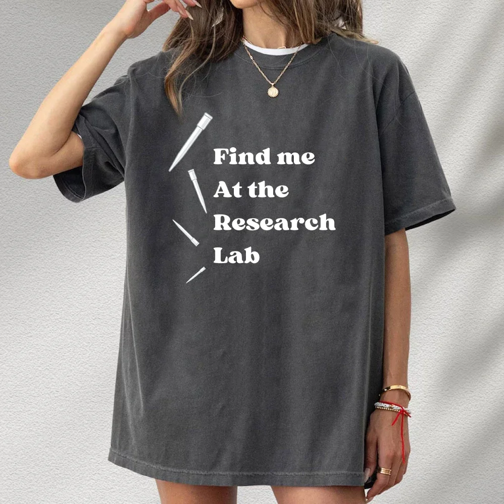 

Футболки с графическим рисунком Find Me At The Research Lab, винтажная рубашка, летние хлопковые дышащие топы с короткими рукавами и круглым вырезом, уличная женская одежда