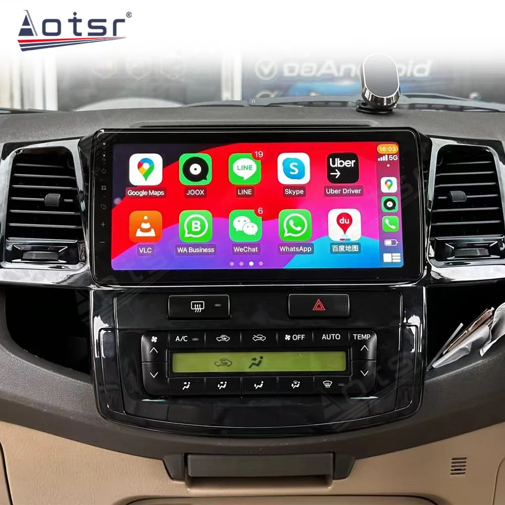 6+256G 10.38 inch HD Screen Android13 For Toyota Fortuner 2015-2021 Automatic Navigation Wireless Carplay Radio Player Head Unit
