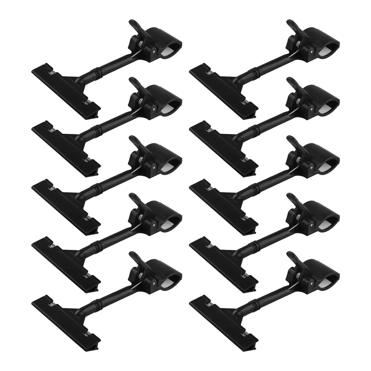 

10PCS Adjustable Plastic Sign Holder,Clip-on Style Double Display Clips Rotating Reuse Sign Price Tag for Store