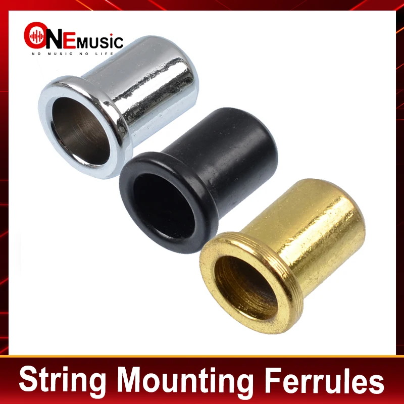 4pcs Electric Bass Guitar String Thru Body Ferrules Bushing Guitar Bridge String Mounting Ferrules Bushing Black-gold-Chrome