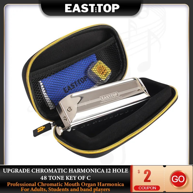 EASTTOP ETP-12 Chromatic Harmonica 12 Hole 48 Tone Key of C Professional Chromatic Mouth Organ Harmonica For Adults Students