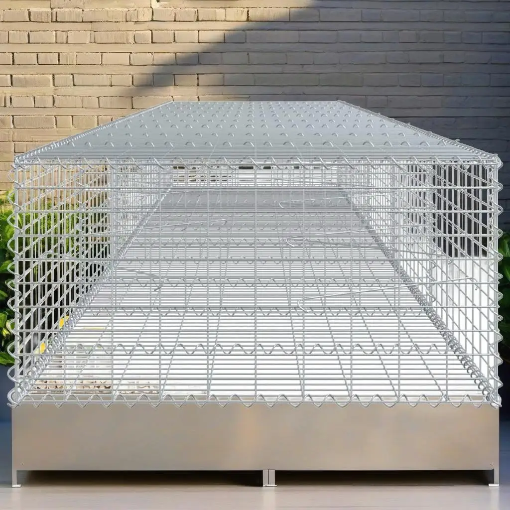 

Galvanized Iron Gabion Basket with Cover - 196. for X3 9.4x19.7 cm Durable Garden Retaining Wall