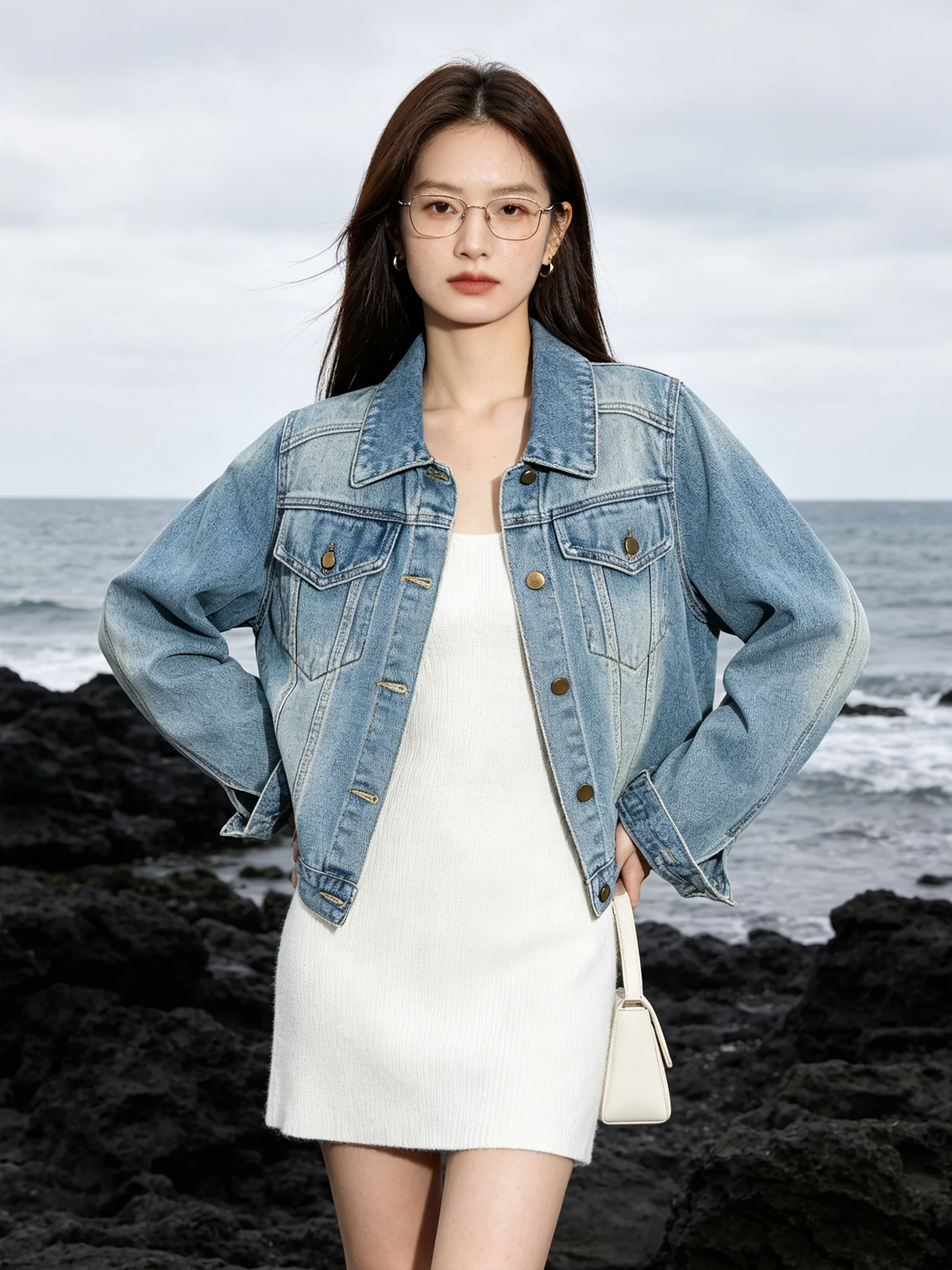 Vintage Hong Kong Style Women's Short Denim Jacket Loose Casual Fall New Arrival Versatile Top Quality Korean Standard Fit