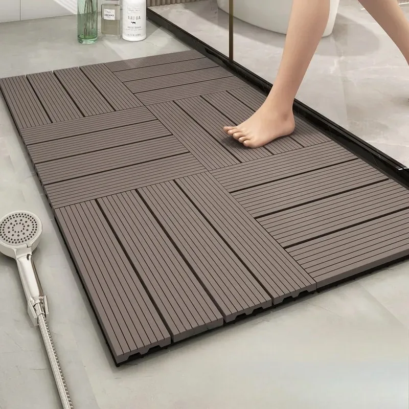 

Non-Slip Bath Mat, Shower Floor Mat with Drainage, Anti-Slip Rug for Pregnant Woman, Wood Grain Shower Mat for Elderly Home