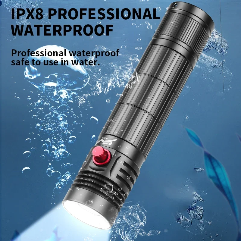 2000mah Professional Diving Flashlight High Powerful Underwater Flashlights IPX8 Waterproof Underwater Lantern Fishing DiveTorch