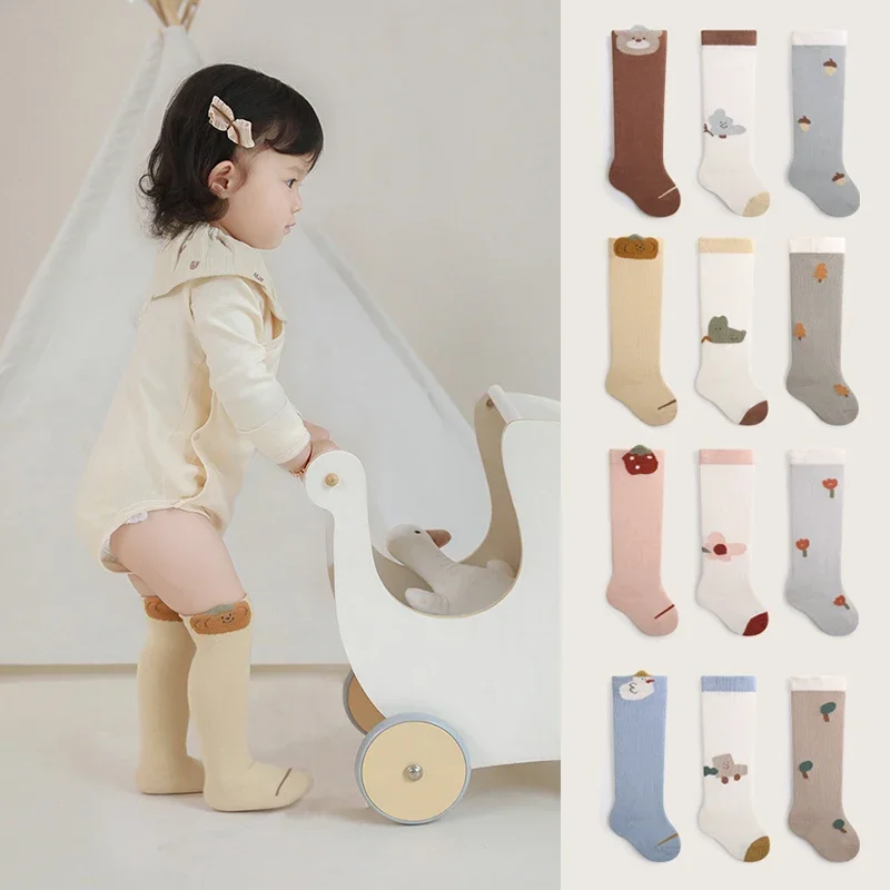 

2023 Autumn New Newborn Baby Korean Style Socks Children Loose Leg Warm Knee High Long Cotton Socks for Boys Girls Stockings