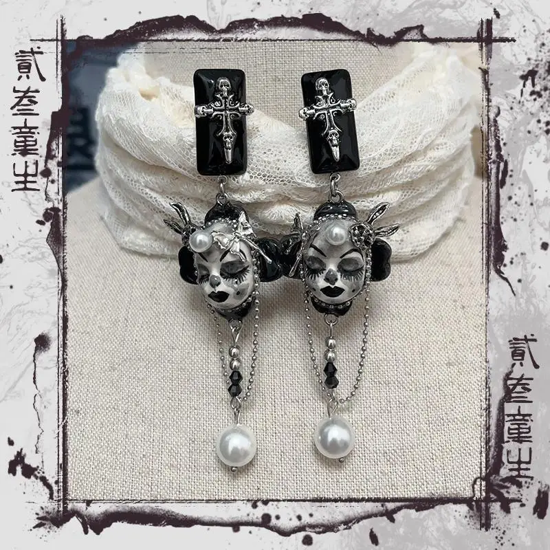 2024 New Doll Facial Earrings New Gothic Style Male Female Jewelry Party Gift For Girlfriend