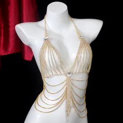 Fashionable Multi-layer Luxury Rhinestone Chest Chain Party Nightclub Women's Body Chain Jewelry