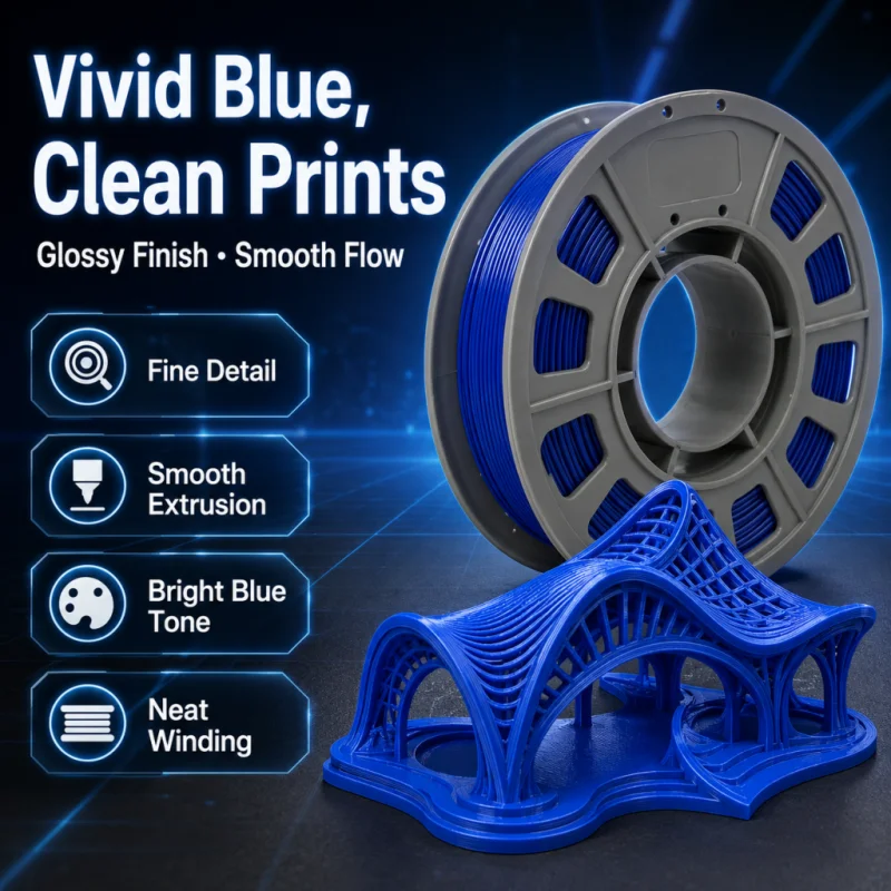 300g Klein Blue PETG Filament 1.75mm, High Toughness & Durable 3D Printer Filament, Tangle-Free Smooth Extrusion Compact Spool for Functional Parts and DIY Models