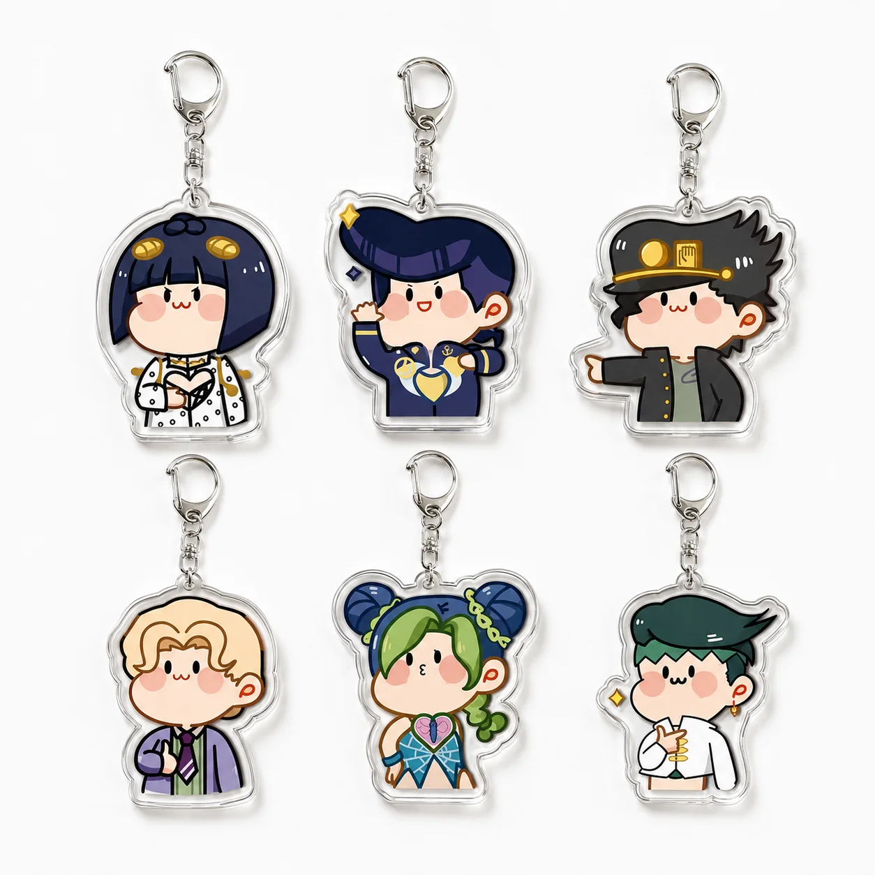 JoJo's Bizarre Adventure Q Version Anime Acrylic Keychain Lovely Bag Key Chain Souvenir Friend Kingring Cute Charm Pendant Gift