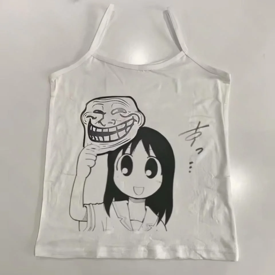 

new pattern Streetwear Casual fashion Crop Top Y2k Tank Top Harajuku Goth Graphic Print Black Top Vintage Punk Emo Girls