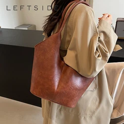 LEFTSIDE 2 Pcs/set Big PU Leather Underarm Bags for Women 2024 Y2k New Korean Fashion Shoulder Bag Retro Handbags And Purses