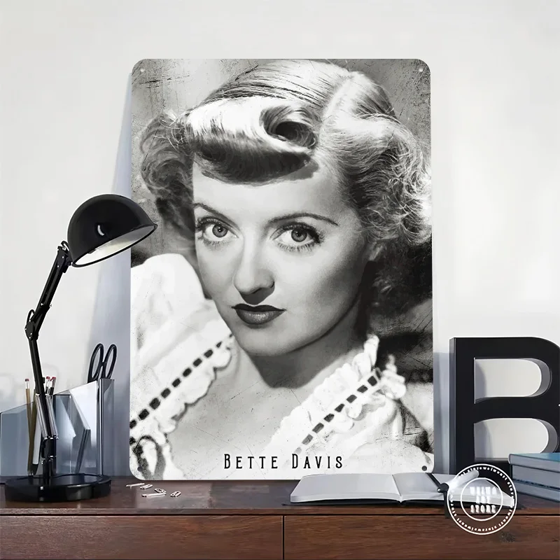 Bette Davis Tinplate Poster Custom Wall Art Vintage Metal Signs Retro Tin Plaque for Mancave Decoration Gaming Desk Decor House