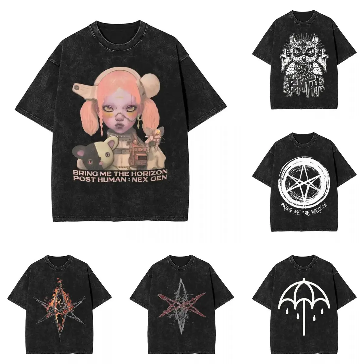 BMTH Gothic Girl T-Shirt Bring Me The Horizons T-Shirts Short Sleeve Y2K Basic Tshirt Summer Cotton O-Neck Oversized Top Tees