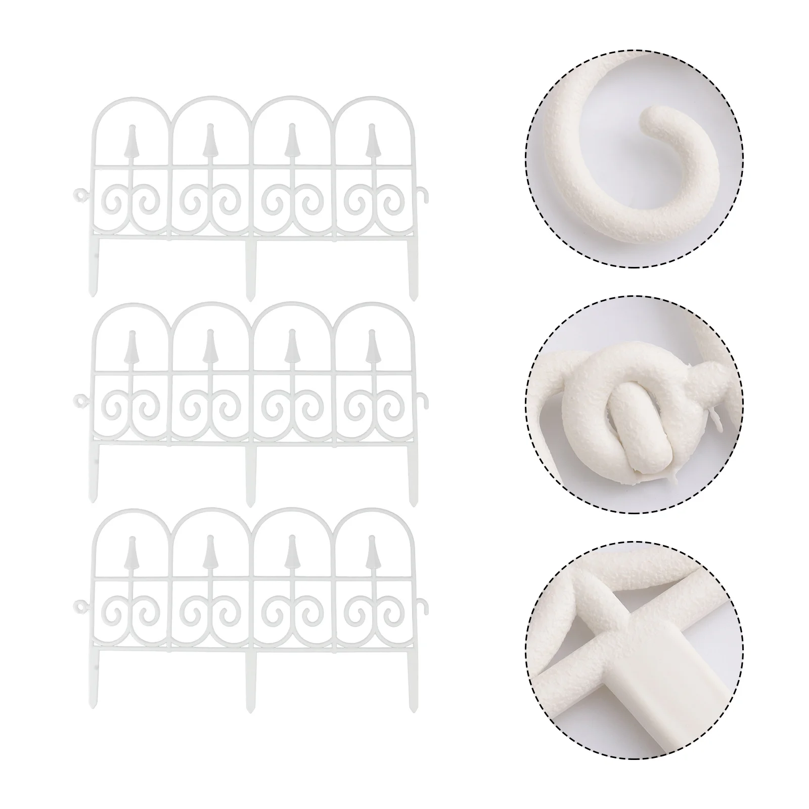 

3pcs Plastic Panel Garden Path Fence Decor Round End Smooth Surface Outdoor Wedding Festival European-Style Pastoral Fence