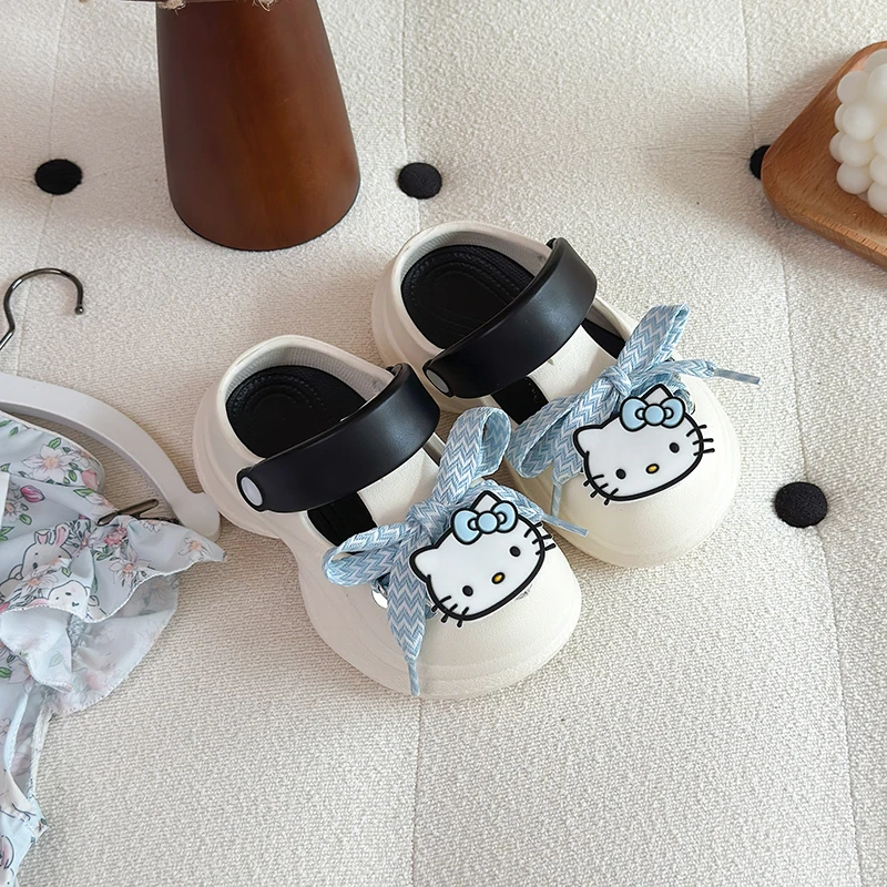 

Disney Hello Kitty Slippers Cat Design Summer Sweet Princess Sandals Soft Beach Shoes New Arrival Children's Slip-On Flats EVA