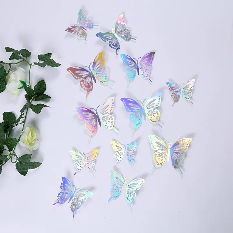 12pcs Suncatcher Sticker 3D Effect Crystal Butterflies Wall Sticker Beautiful Butterfly for Kids Room Wall Decal Home Decoration