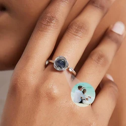 New Rose Flower Projection Ring Personalized Custom Photo Projection Ring Family Memory Gift Dog Projection Ring Bridesmaid Gift