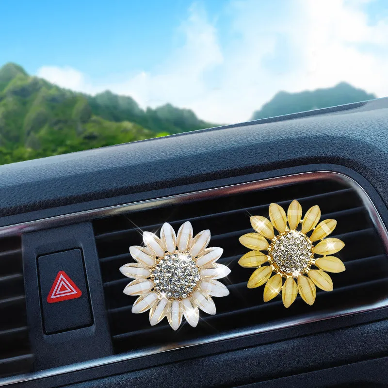 Sunflower Car Decoration Air Freshener In Auto Outlet Perfume Clip Car Fragrances Diffuser Bling Car Accessories Interior Gifts