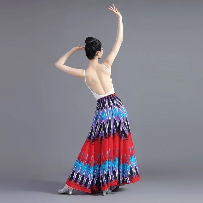 180-720 Degree Women Flamenco Dance Skirts Classical Ethnic Bullfighting Dance Characteristic Printed Performance Large Skirt
