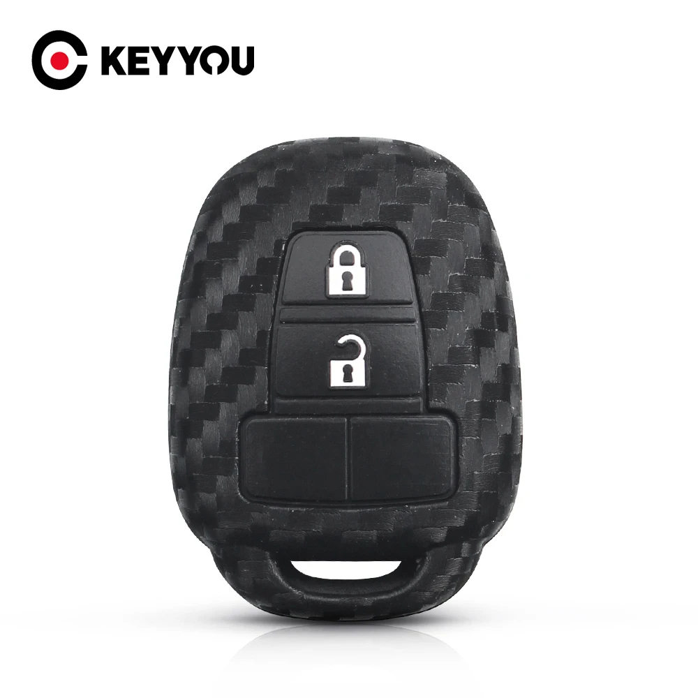 KEYYOU Fob 2 Buttons Carbon Fiber Key Case For Toyota CAMRY RAV4 Prius Corolla 2012 2013 2014 2015 Protective Cover