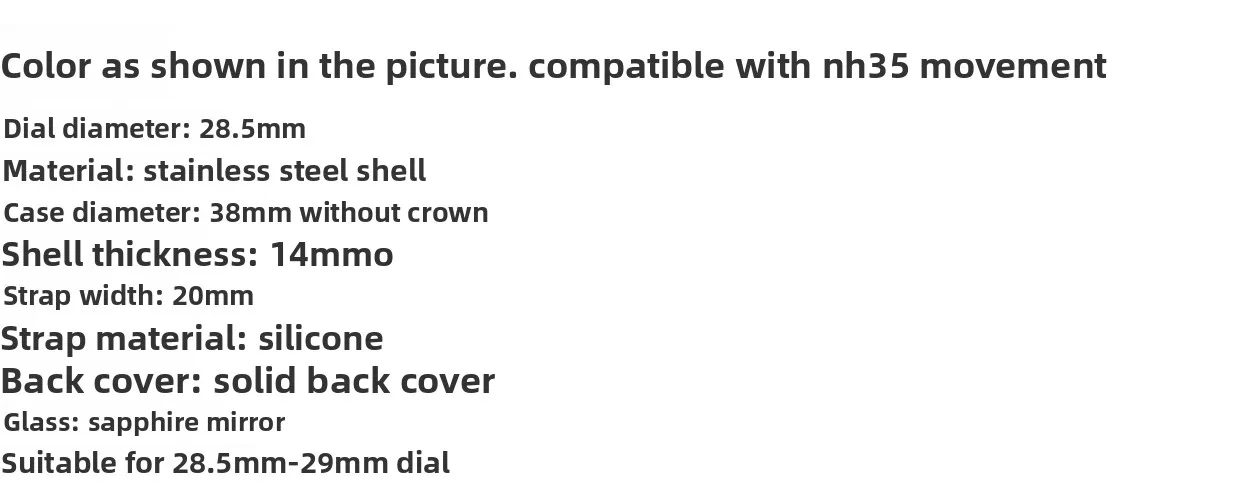 38MM men's watch case is suitable for Japanese NH35 movement brushed process orange silicone strap sapphire mirror