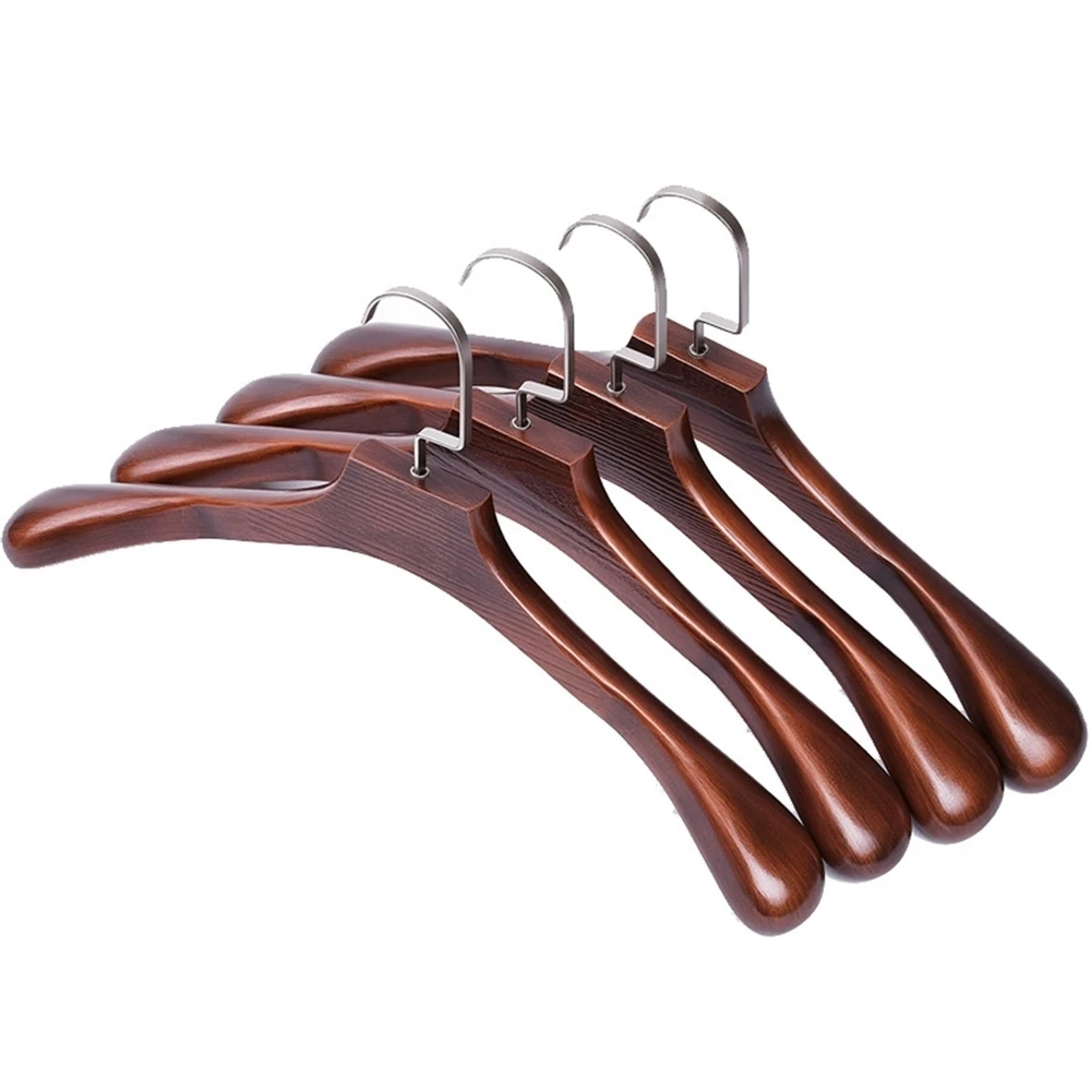 Wooden Hangers Cloakroom Wardrobe Luxury Vintage Wood Coat Hangers White Man Jacket Suit Rack Wooden Clothes Hanging Bracket