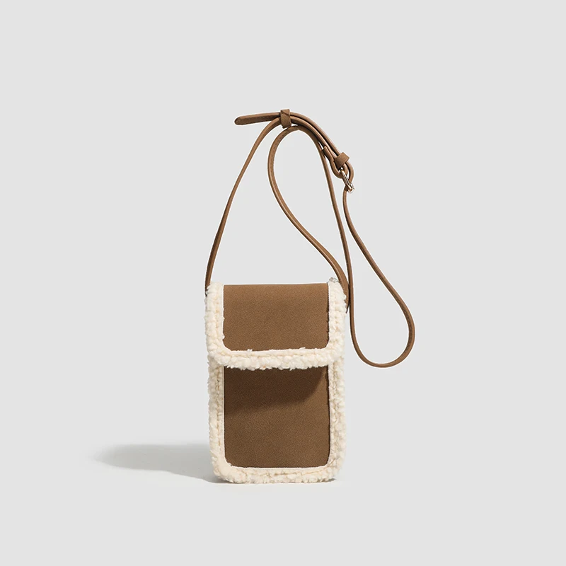 

Модная осенне-зимняя новая женская сумка для мобильного телефона из искусственной замши, ретро-дизайн, сумка через плечо, флип-кошелек для монет