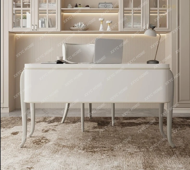light luxury all solid wood desk householdmodern dual-purpose white computer desk