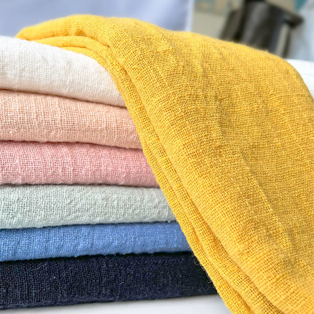 Organic Linen Cotton Crinkled Fabric for Sewing
