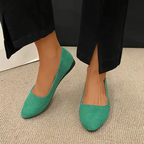 Fashion new coat Solid color large light mouth women's suede comfortable flat shoes women's Zapatos De Mujer