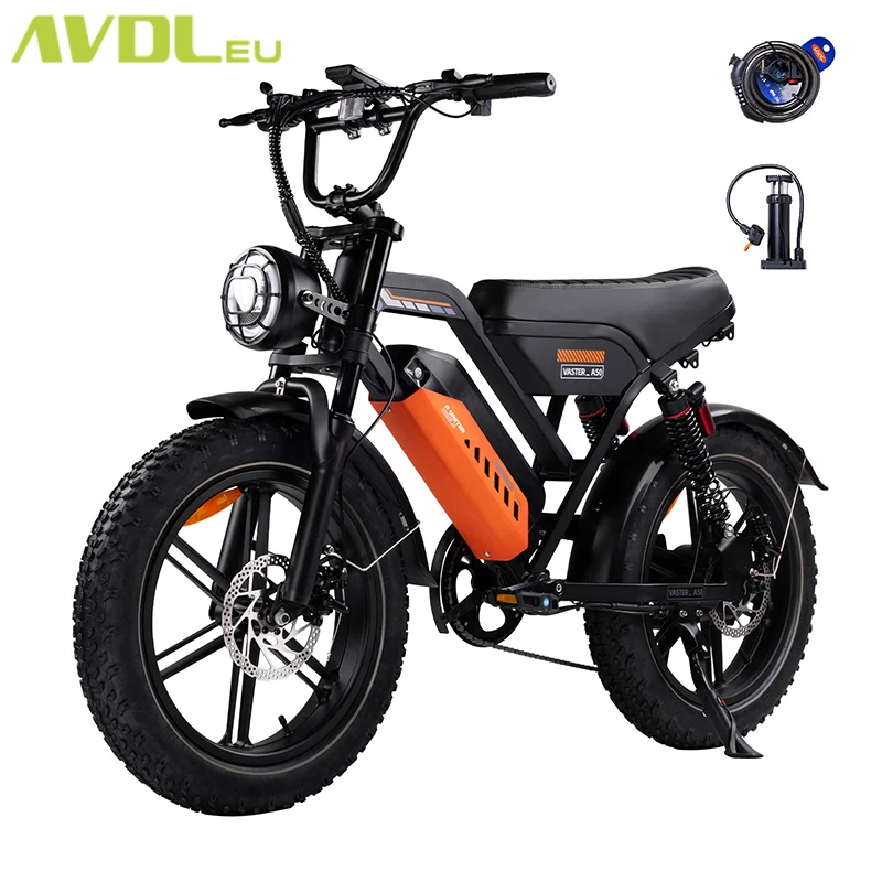 Bicicletta elettrica AVDL EU, 20 pollici, per uomo e donna, con batteria rimovibile da 48V 15,6Ah, bicicletta elettrica con pneumatici larghi da 20 x 4,0 pollici, doppia sospensione, doppi freni a