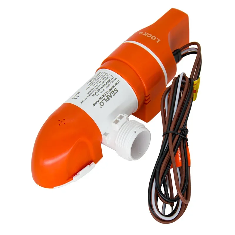 14A Series 12V 1100 GPH Automatic Low Profile Water Sensing Bilge Pump | Compact Design, Check Valves, 360° Discharge
