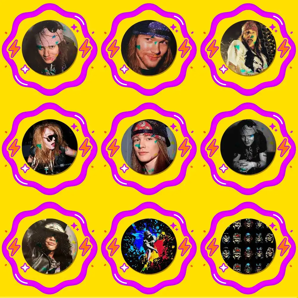 For Saul Hudson Guns N Roses Axl Rose Enamel Pin Badge Round Button Metal Brooch Gift Ita Bag Backpack Pins Custom